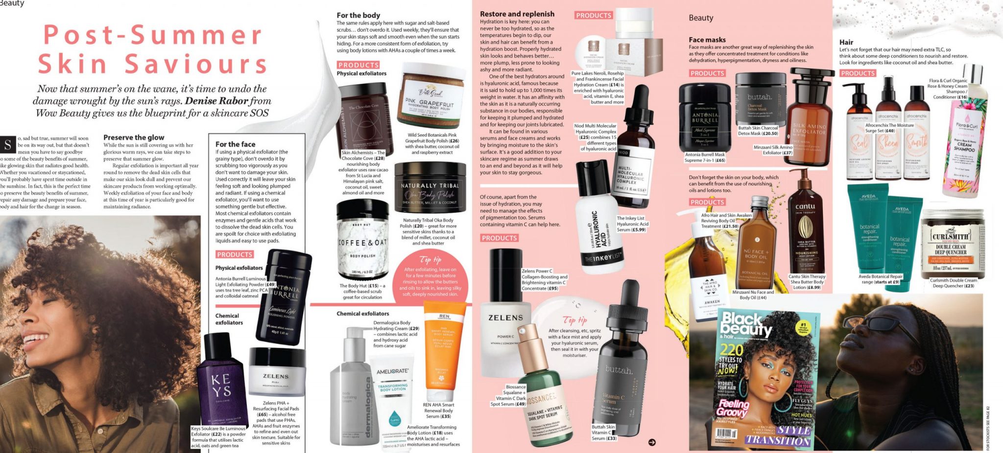 black beauty and hair post-summer skin saviours