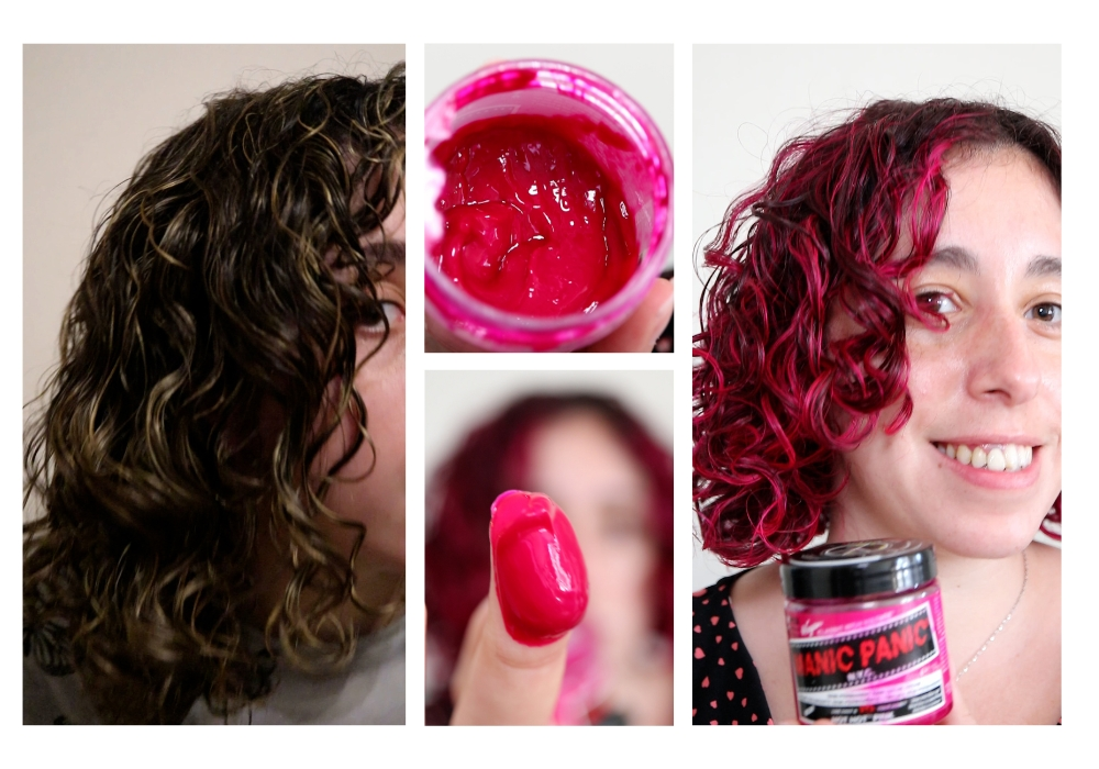 hot hot pink manic panic on brown hair, hot hot pink manic panic on brown hair, dark brown hair with pink highlights
